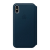 Etui skórzane Apple iPhone X Leather Folio - niebieskie (Cosmos Blue)